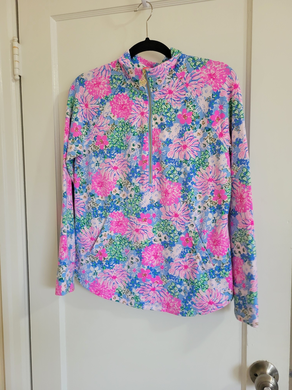LILLY PULITZER SIZE MEDIUM BLUE GREEN & PINK LEONA JACKET